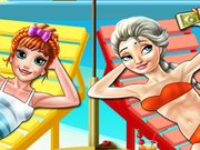 Elsa and Anna Beach Selfie