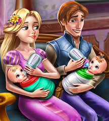 Blonde Princess Twins Family Day