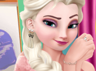 Elsa First Earring Trying