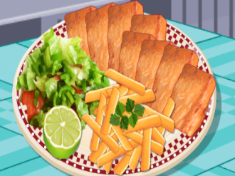 Baby Hazel and mom cook Fish and chips
