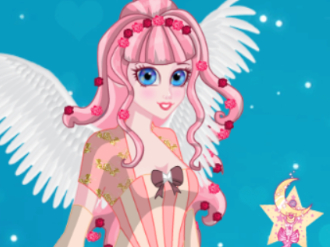 Cute Cupid is preparing for Valentines Day