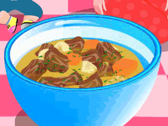 Baby Hazel cooking Irish Stew